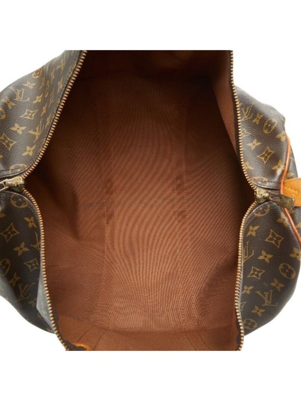 Louis Vuitton Monogram Keepall 50 Boston Bag Travel Purse Brown Leather - Picture 8 of 10